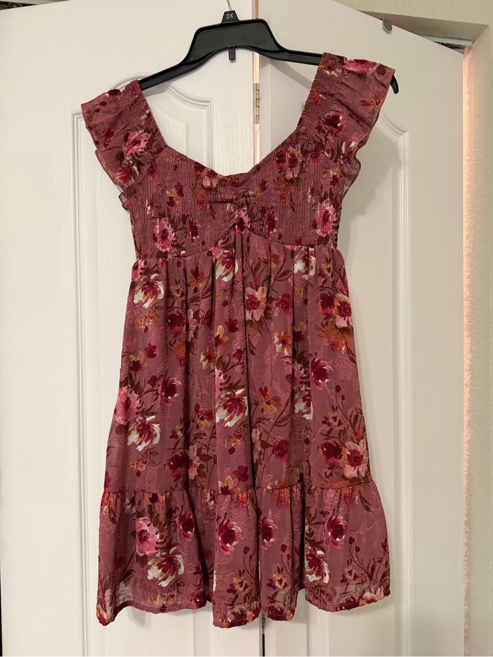 Girls Pink Floral Ruffle-Sleeve Casual Dress